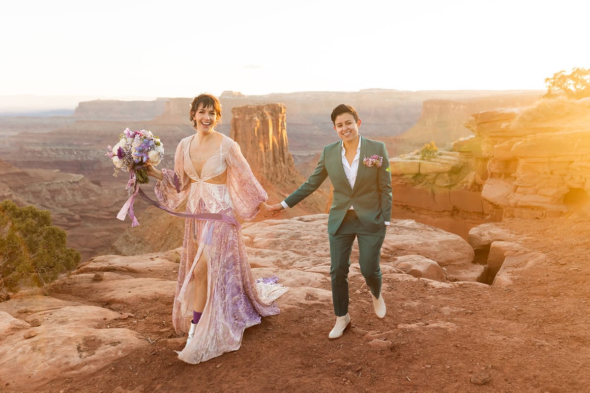 Sunset wedding photo