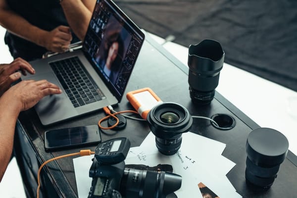 Photographer and his photography equipment