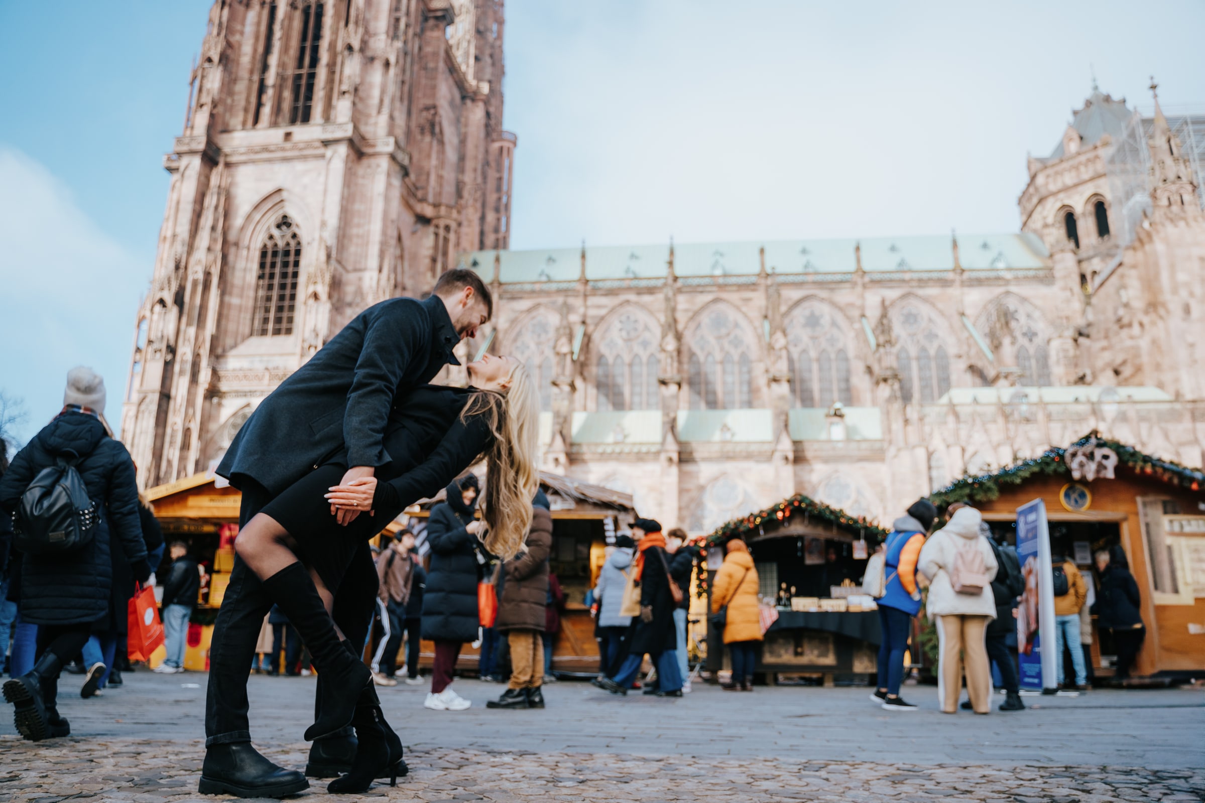 Christmas market by the cathedral, Strasbourg