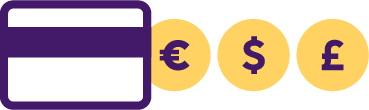 Icon of credit card and currencies